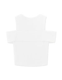 Simple Cut Out Shoulder Ruffled Knit Top