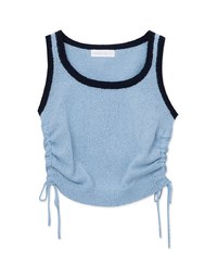 Contrast Side Ruched Knit Tank Top