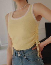 Contrast Side Ruched Knit Tank Top