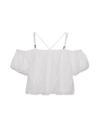 Beaded Puff Sleeve Thin Strap Top