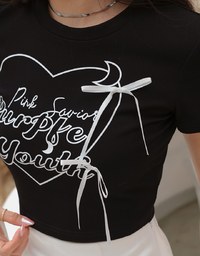 Korean Style Bow Satin Ribbon T-Shirt