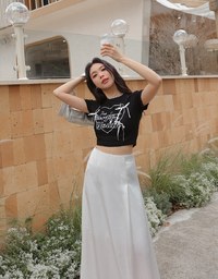 Korean Style Bow Satin Ribbon T-Shirt