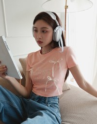 Korean Style Bow Satin Ribbon T-Shirt