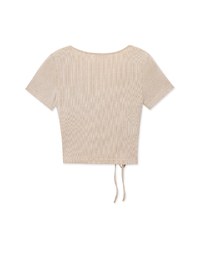 V Neck Side Drawstring Ribbed Top