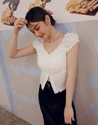 Soft Knit Lace Trimmed Tank Top