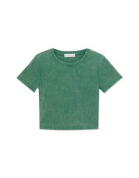 Washed Ribbed Round Neck Top