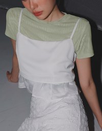 Solid Color Sheer Mesh Cropped Top