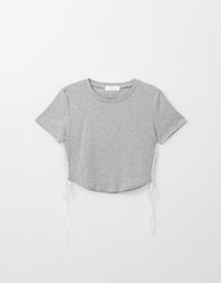 Side Lace Tie Round Neck Top