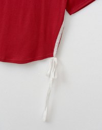 Side Lace Tie Round Neck Top