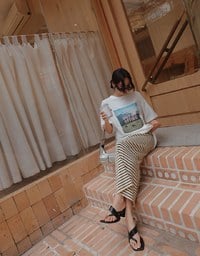 Basic Striped Bodycon Long Skirt