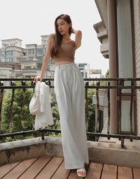 Draped Drawstring Pleated High Waisted Wide Pants Culottes