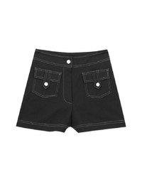 Hidden Button Seam Jeans Denim Shorts