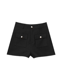 Double Pocket Woolen High Waist Shorts