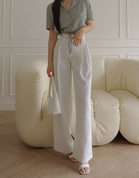 Sleek Hidden Placket Pleated High Waisted Wide Pants Culottes