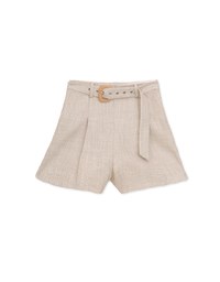 Textured Pleated Shorts (With Belt)