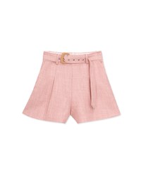 Textured Pleated Shorts (With Belt)