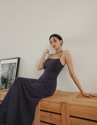 Vintage Washed Thin Strap Padded Maxi Dress