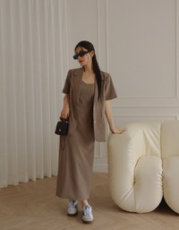 UV Skin Protection Cinched Waist Suit Maxi Dress