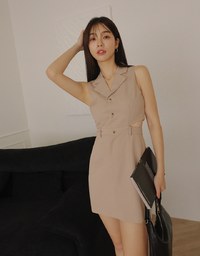 Side Hollow Shirt Vest Mini Dress