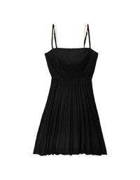 Pearl Embellishment Pleated Thin Strap Cami Padded Mini Dress