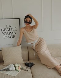 Texture Contrast Thin Strap Long Skirts Set Wear