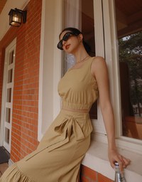 Elegant Mesh Camisole Long Skirt Set Wear