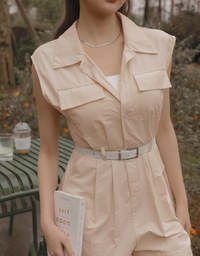 Smart Open Collar Playsuit (With Belt)