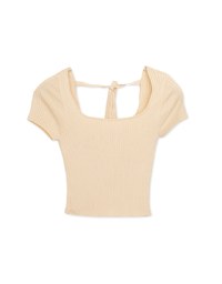 Low Back Cut Out Tie Knit Top