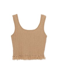 Square Neck Tassel Knit Tank Top