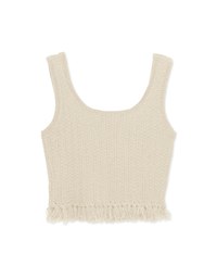 Square Neck Tassel Knit Tank Top