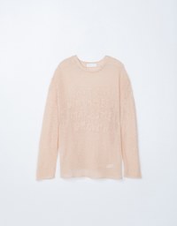 Sheer Letter Stitch Oversized Sweater Knit Top