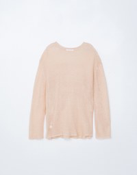 Sheer Letter Stitch Oversized Sweater Knit Top