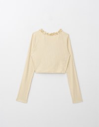 French Style Cardigan Top with Ruffled Trim