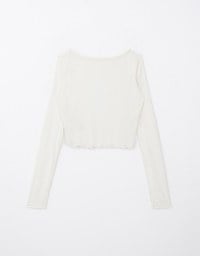 Simple Sheer Solid Long Sleeve Top