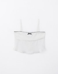 Satin Camisole with Bowknot and Lace Trim Details