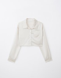 Cropped Satin Blouse With Pocket