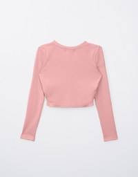 Minimalist V Neck Ruched Long Sleeve Top