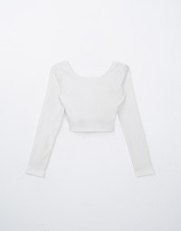 Square Neck Ribbed Fitted Crop Padded Top