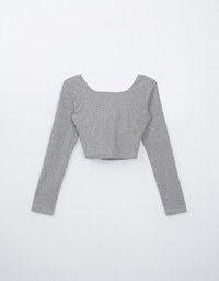 Square Neck Ribbed Fitted Crop Padded Top