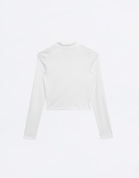 Cooling Lightweight Mock Neck Long Sleeve Ribbed Top