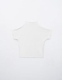 Modal Fabric Half Turtleneck Fitted Short Sleeve Top