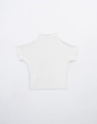 Modal Fabric Half Turtleneck Fitted Short Sleeve Top