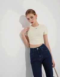 Cooling Ruched Side Fitted Cropped Top