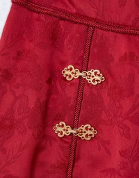 Qipao SKORT Bottom Satin Cheongsam Mini Short Skirt With Golden Clasps( Underpants & Elastic Waistline)