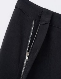 Hidden Placket Double Zipper Slit Long Skirt