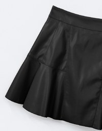 Faux Leather A line Mini Skirt