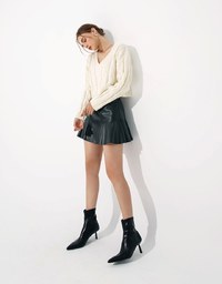 Faux Leather A line Mini Skirt