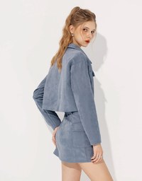 Faux Suede Double Pocket Mini Skirt (With Belt)