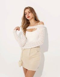 Pearl Embellished Suede Mini Skirt