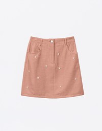 Pearl Embellished Suede Mini Skirt